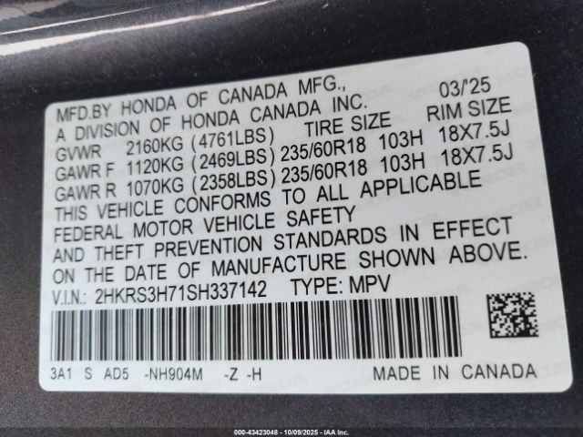 2025 HONDA CR-V 2HKRS3H71SH337142 Photo 8