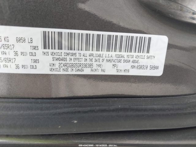 2016 DODGE GRAND CARAVAN 2C4RDGBG5GR336385 Photo 8