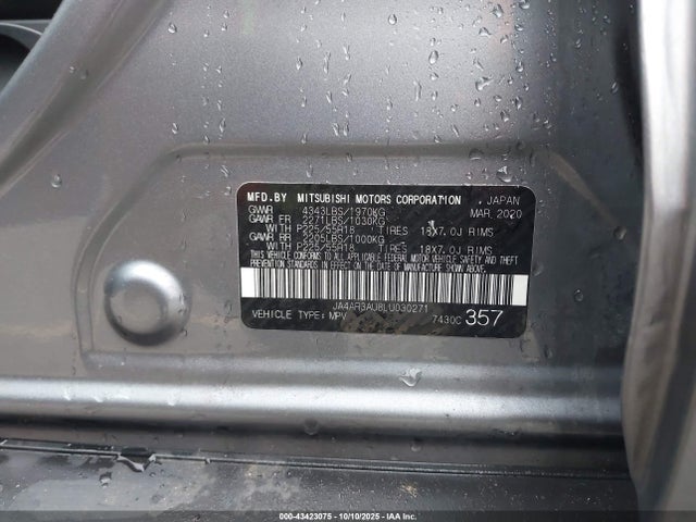 Mitsubishi mivec 2020 JA4AR3AU8LU030271 Image 9