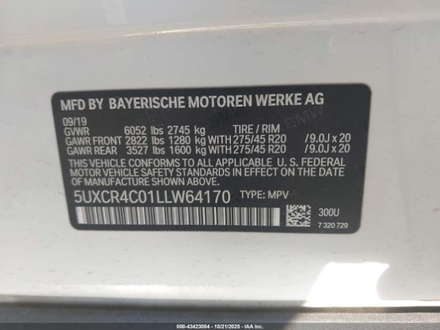 2020 BMW X5 5UXCR4C01LLW64170 Photo 8