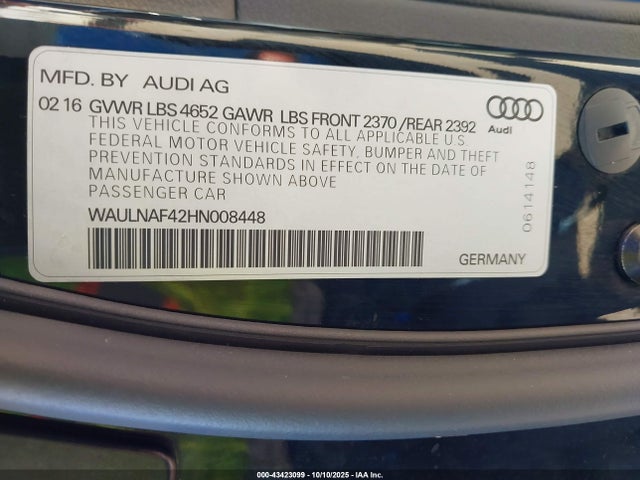 2017 AUDI A4 WAULNAF42HN008448 Photo 8
