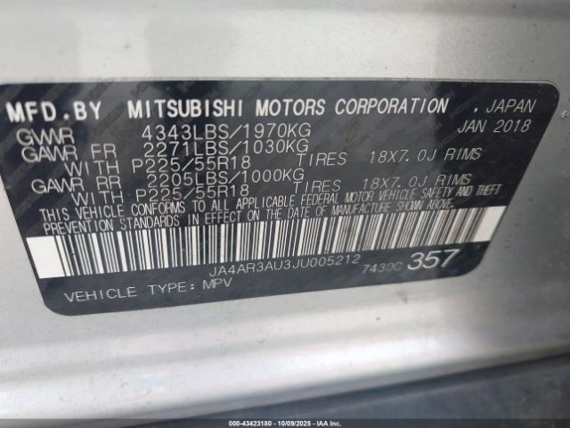 2018 MITSUBISHI OUTLANDER SPORT JA4AR3AU3JU005212 Photo 8