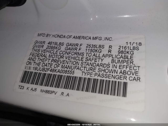 2019 ACURA TLX 19UUB2F46KA008555 Photo 8