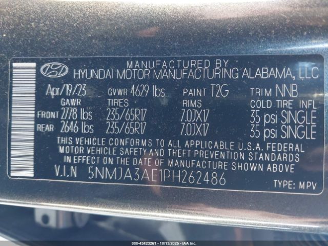 2023 HYUNDAI TUCSON 5NMJA3AE1PH262486 Photo 8