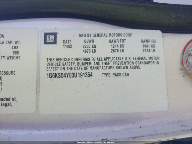 2003 CADILLAC SEVILLE 1G6KS54Y03U191354 Photo 8