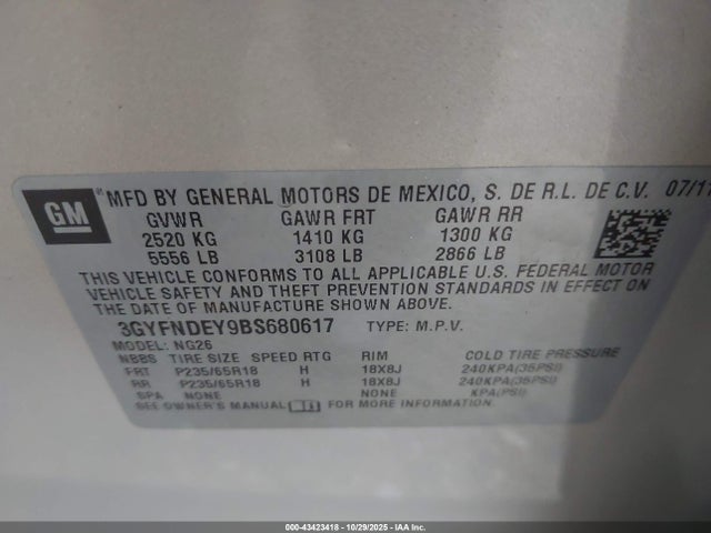 2011 CADILLAC SRX 3GYFNDEY9BS680617 Photo 8