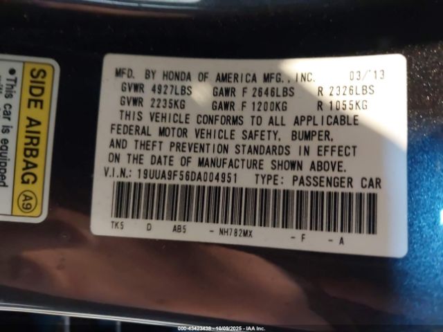 2013 ACURA TL 19UUA9F56DA004951 Photo 8