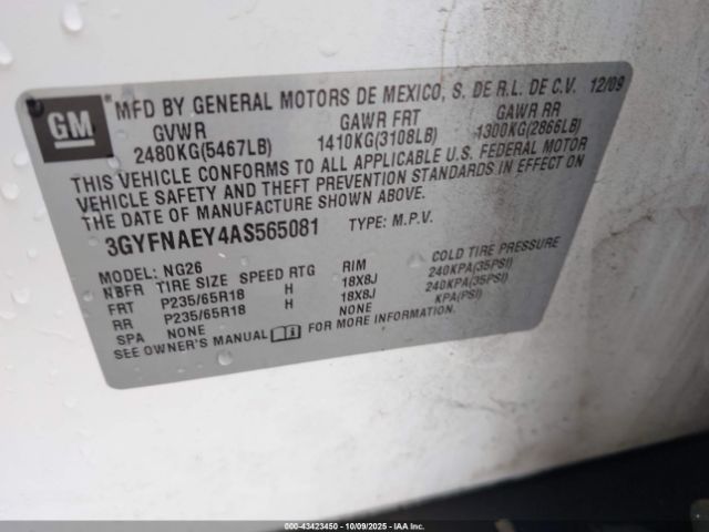 2010 CADILLAC SRX 3GYFNAEY4AS565081 Photo 8