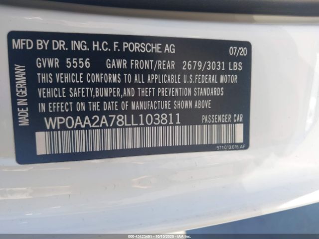 2020 PORSCHE PANAMERA WP0AA2A78LL103811 Photo 8