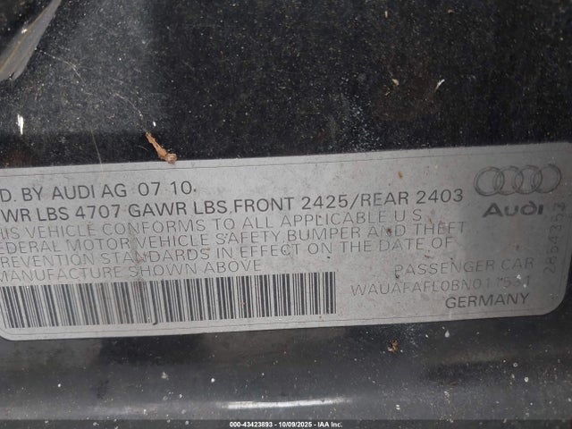 2011 AUDI A4 WAUAFAFL0BN011531 Photo 8