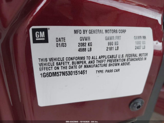 2003 CADILLAC CTS 1G6DM57N530151461 Photo 8