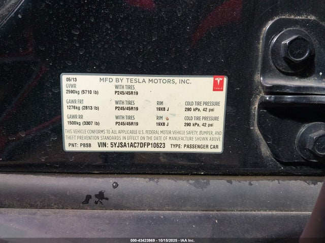 2013 TESLA MODEL S 5YJSA1AC7DFP10623 Photo 8