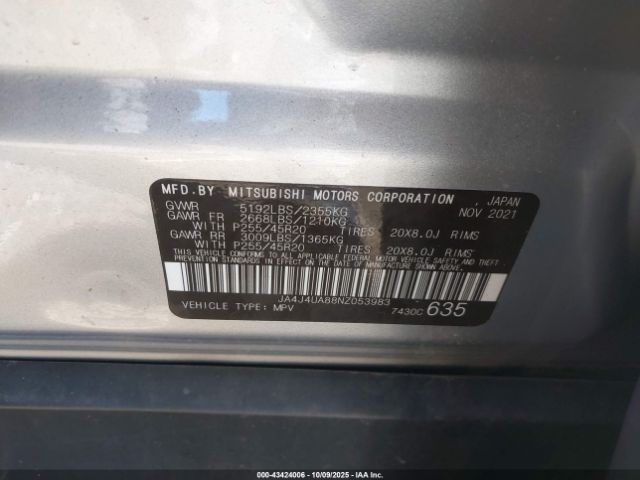 2022 MITSUBISHI OUTLANDER JA4J4UA88NZ053983 Photo 8