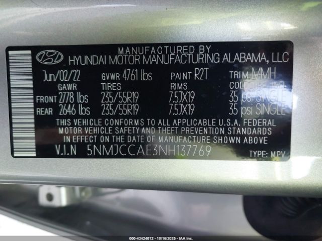 2022 HYUNDAI TUCSON 5NMJCCAE3NH137769 Photo 8