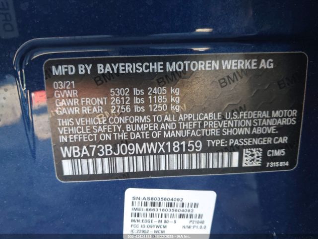 2021 BMW 540I WBA73BJ09MWX18159 Photo 8