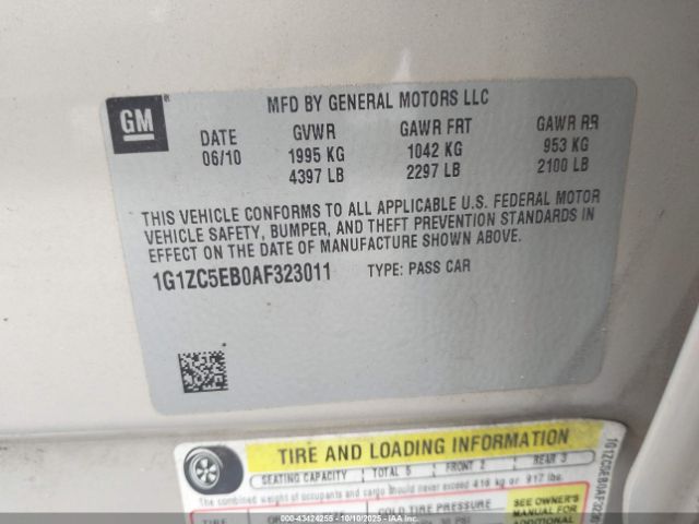 2010 CHEVROLET MALIBU 1G1ZC5EB0AF323011 Photo 8