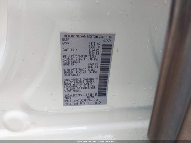 1N6AA1ED2PN113848 Nissan Titan Platinum Reserve 4x4
