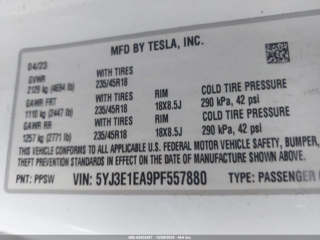 2023 TESLA MODEL 3 5YJ3E1EA9PF557880 Photo 8