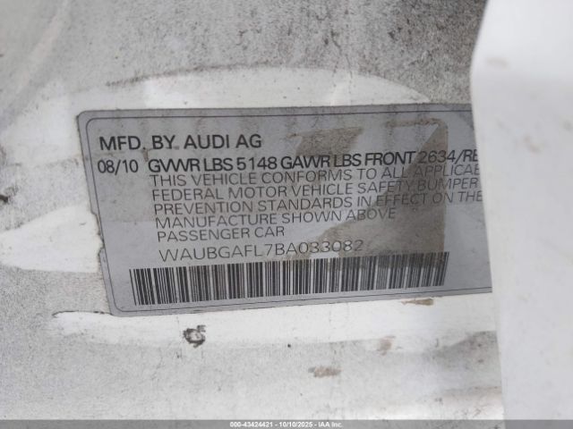 2011 AUDI S4 WAUBGAFL7BA033082 Photo 8