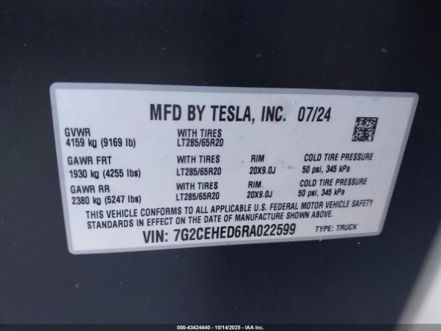 2024 TESLA CYBERTRUCK 7G2CEHED6RA022599 Photo 8