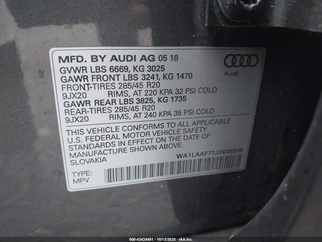 2018 AUDI Q7 WA1LAAF77JD045946 Photo 8