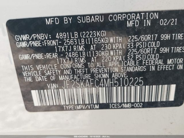 2021 SUBARU FORESTER JF2SKAFC4MH510225 Photo 8