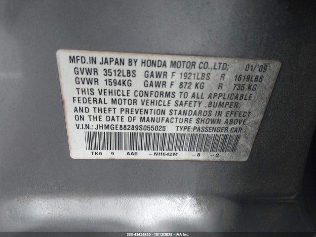 Продажа на аукционе авто 2009 Honda Fit, vin: JHMGE88289S055025, номер лота: 43424630