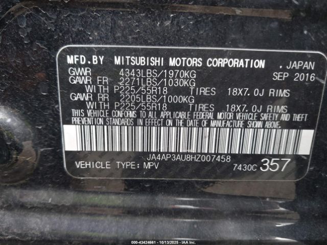 2017 MITSUBISHI OUTLANDER SPORT JA4AP3AU8HZ007458 Photo 8
