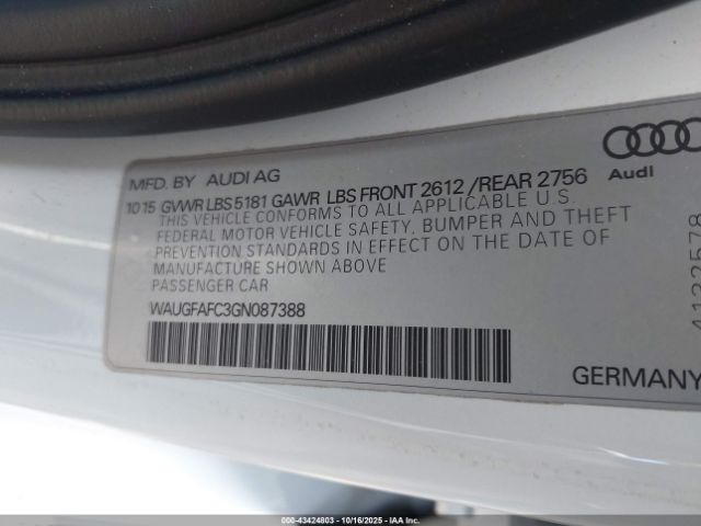 2016 AUDI A6 WAUGFAFC3GN087388 Photo 8