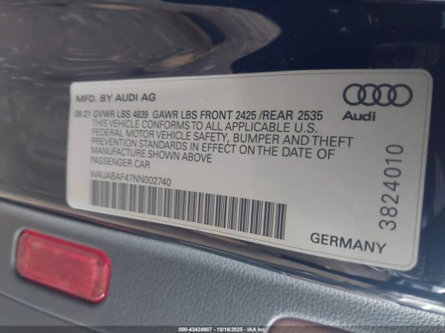 2022 AUDI A4 WAUABAF47NN002740 Photo 8