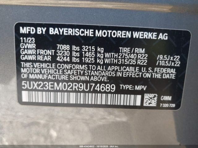 2024 BMW X7 5UX23EM02R9U74689 Photo 8