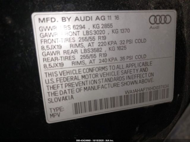 2017 AUDI Q7 WA1AHAF7XHD037434 Photo 8