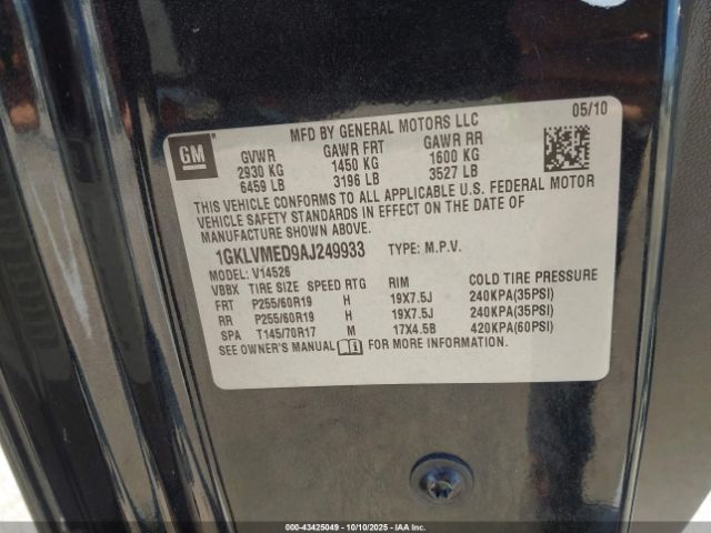 2010 GMC ACADIA 1GKLVMED9AJ249933 Photo 8