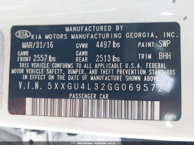 2016 KIA OPTIMA 5XXGU4L32GG069572 Photo 8