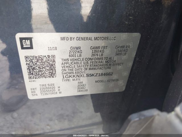 2019 GMC ACADIA 1GKKNXLS5KZ184662 Photo 8