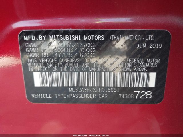 2019 MITSUBISHI MIRAGE ML32A3HJXKH015651 Photo 8