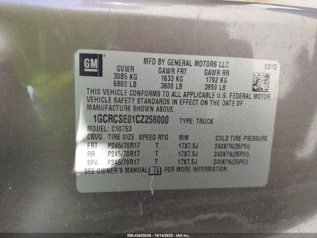 2012 CHEVROLET SILVERADO 1500 1GCRCSE01CZ258000 Photo 8