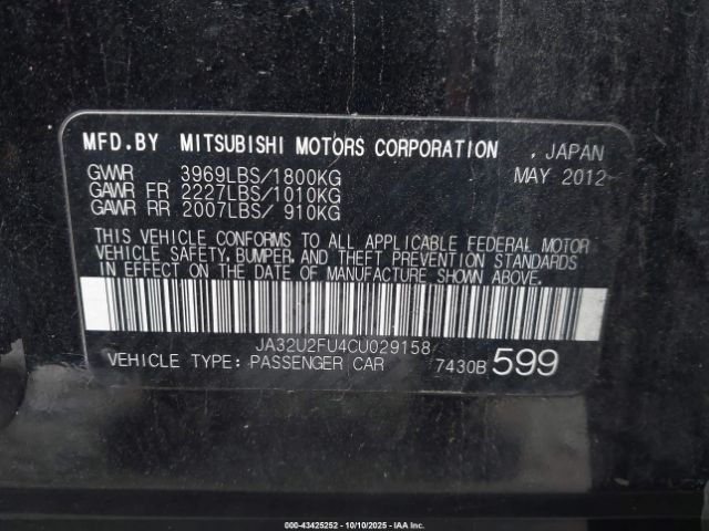 2012 MITSUBISHI LANCER JA32U2FU4CU029158 Photo 8