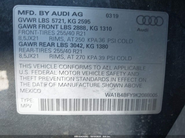 2019 AUDI SQ5 WA1B4BFY9K2088005 Photo 8