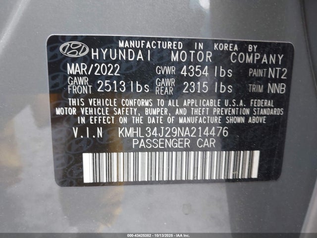 KMHL34J29NA214476 Hyundai t-gdi gamma ii