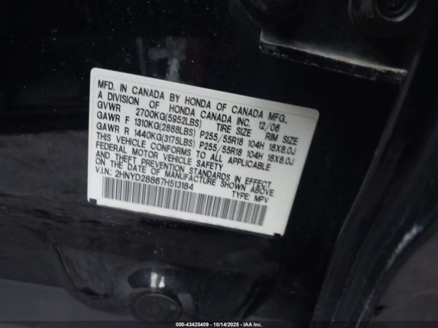 2007 ACURA MDX 2HNYD28867H513184 Photo 8