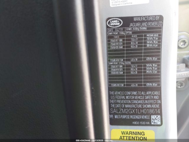 2020 LAND ROVER RANGE ROVER EVOQUE SALZM2GX1LH018614 Photo 8