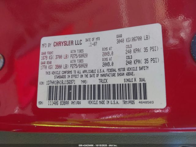 2008 DODGE RAM 1500 1D7HA18N18J156971 Photo 8