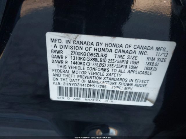 2013 ACURA MDX 2HNYD2H41DH517295 Photo 8