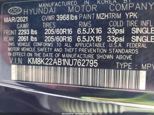2022 HYUNDAI KONA KM8K22AB1NU762795 Photo 8
