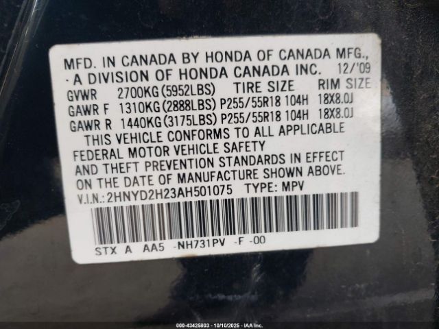 2010 ACURA MDX 2HNYD2H23AH501075 Photo 8
