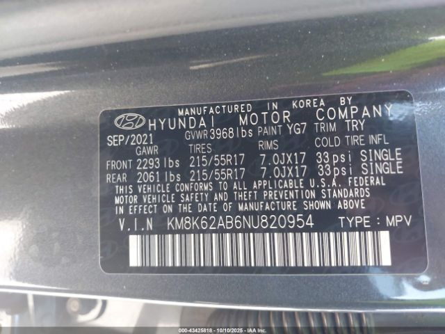 2022 HYUNDAI KONA KM8K62AB6NU820954 Photo 8