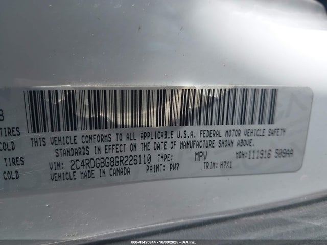 Dodge Grand Caravan 2016 2C4RDGBG8GR226110 Image 9