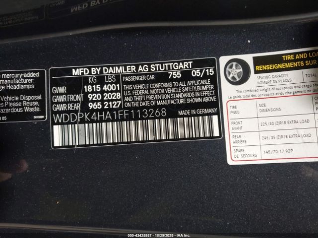 2015 MERCEDES-BENZ SLK 250 WDDPK4HA1FF113268 Photo 8