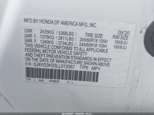 2020 ACURA MDX 5J8YD3H33LL013367 Photo 8